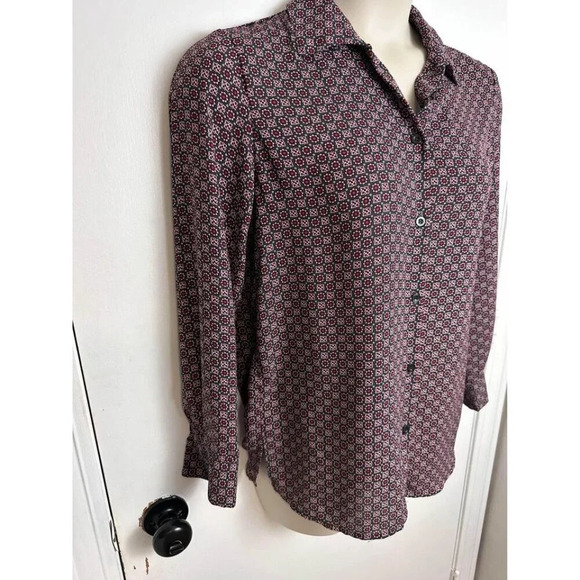 chelsea & theodore red pattern long sleeve button down size medium 0948 - Picture 2 of 6